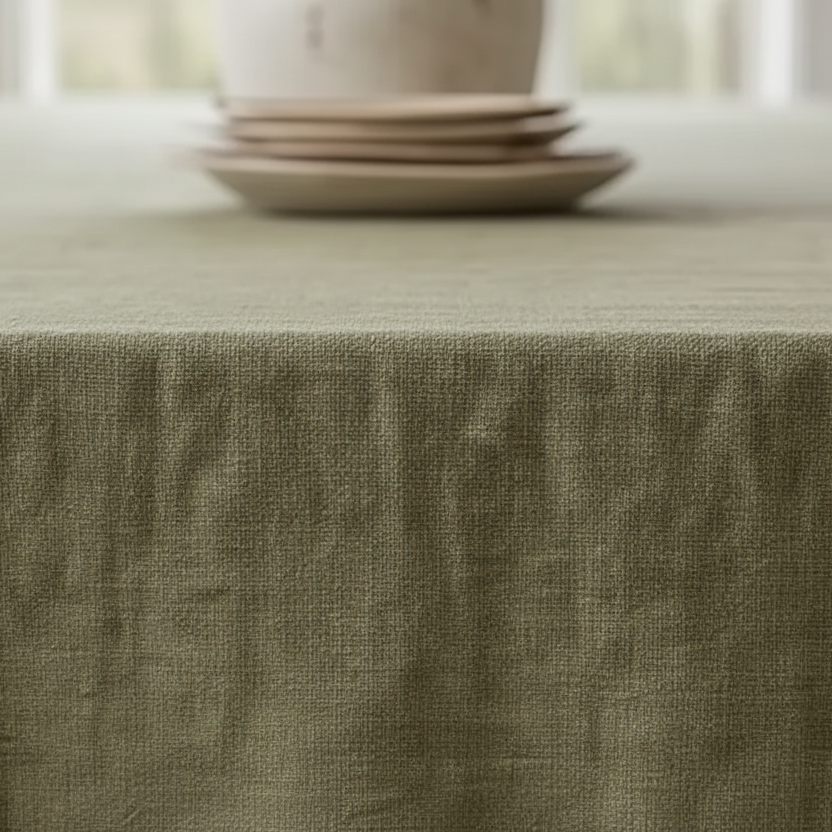 Pure Linen Tablecloth 210 X 240 cm - Olive