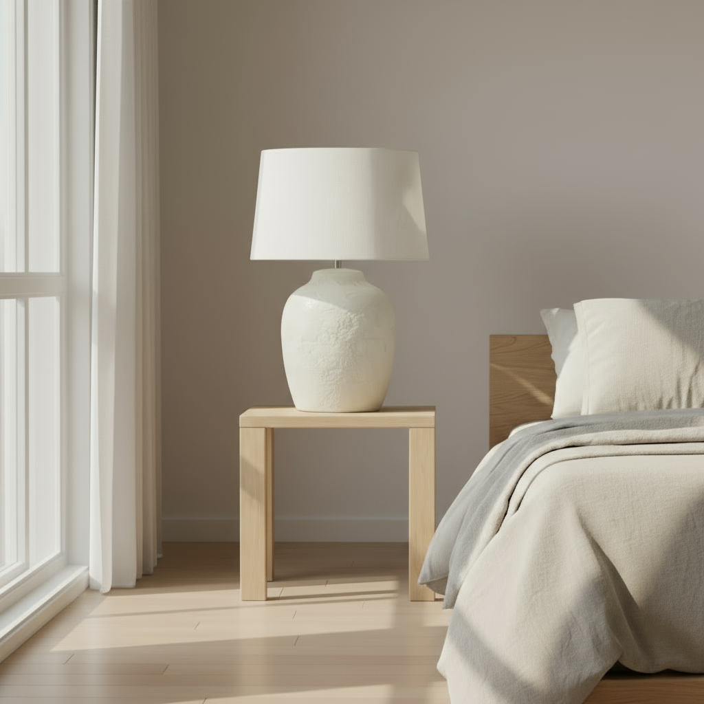 White ceramic table lamp