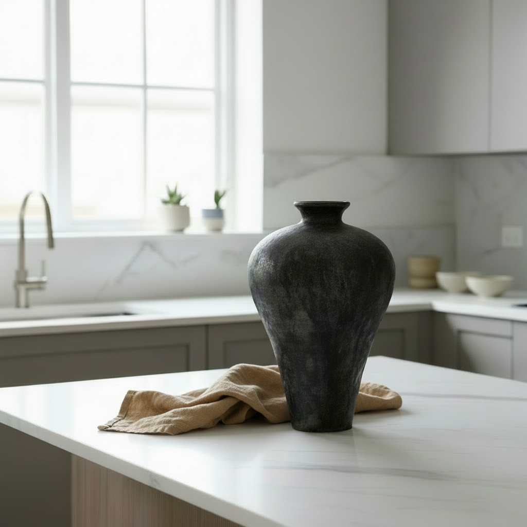 Gohobi Japanese-Style Wabi Sabi Handmade Large Vase-Black Gold