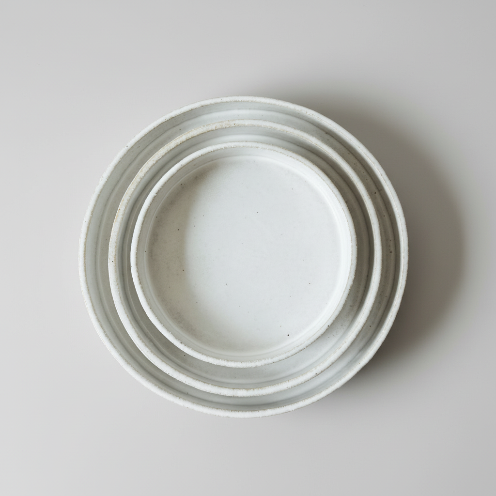 Stack of three ceramic bowls