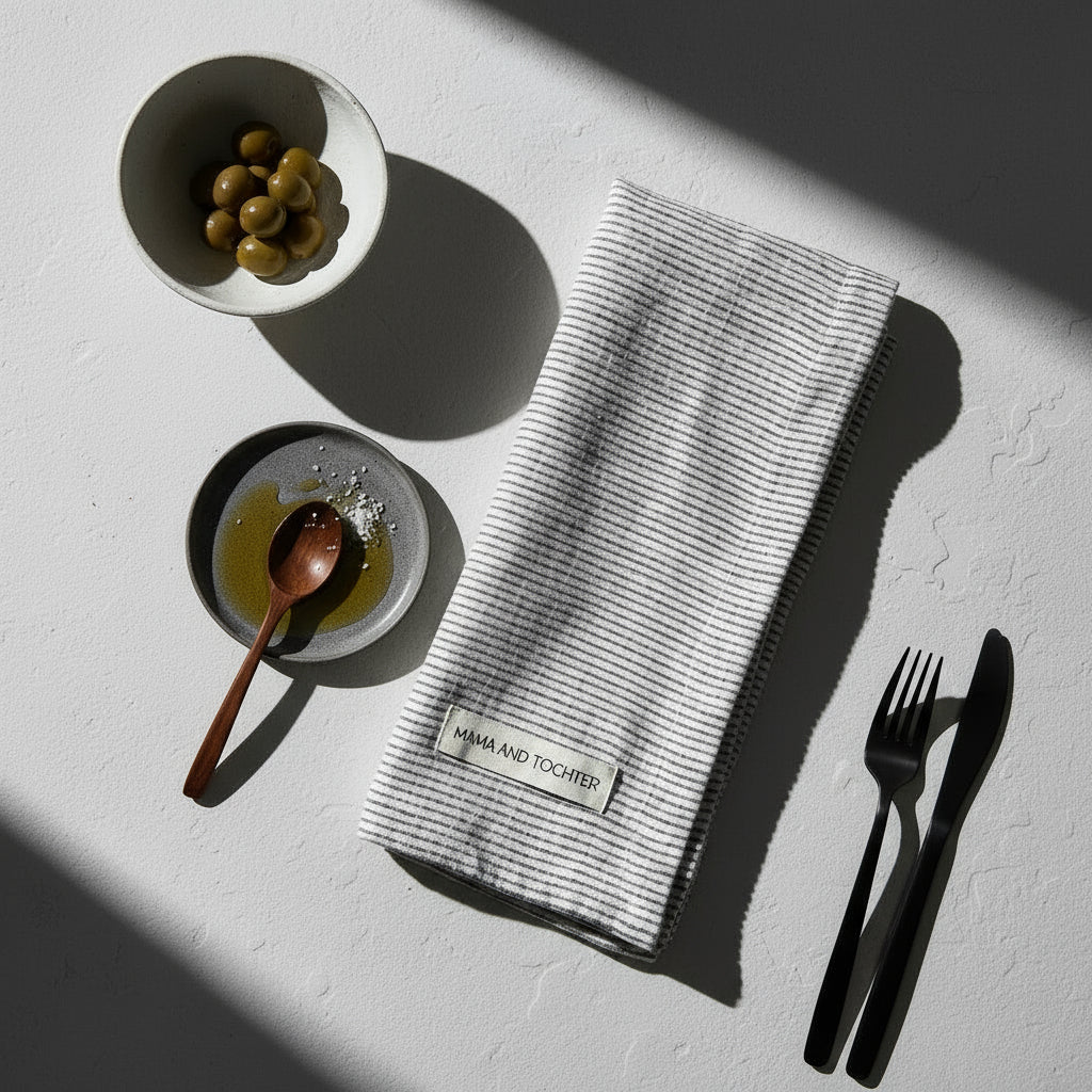 Pinstriped tea towel