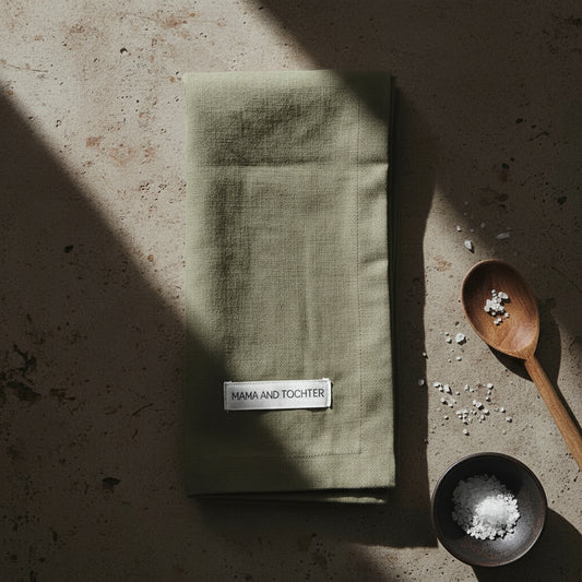 Green fabric tea towel 