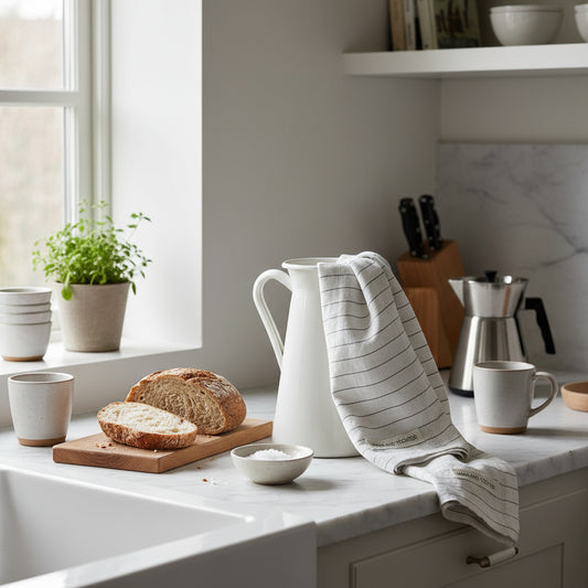 Pinstriped tea towel