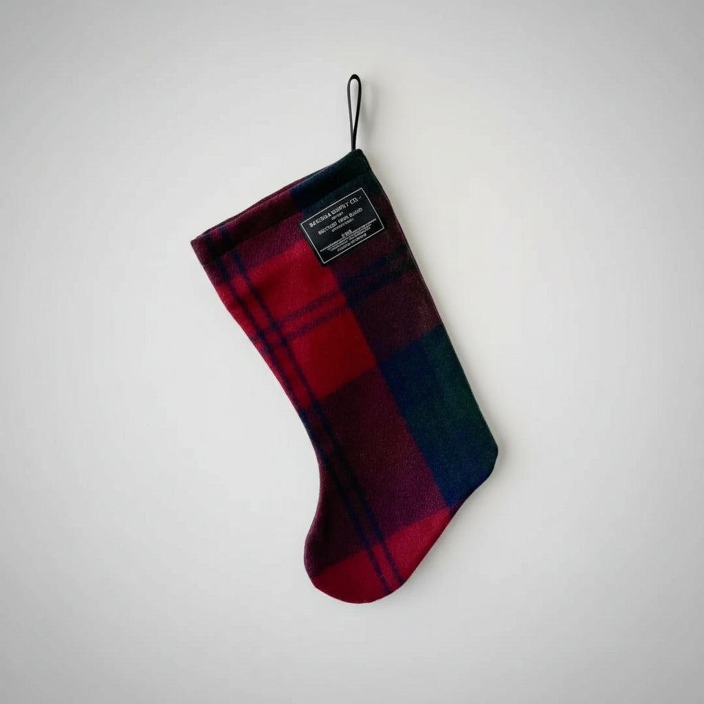 Red and green plaid Christmas stocking