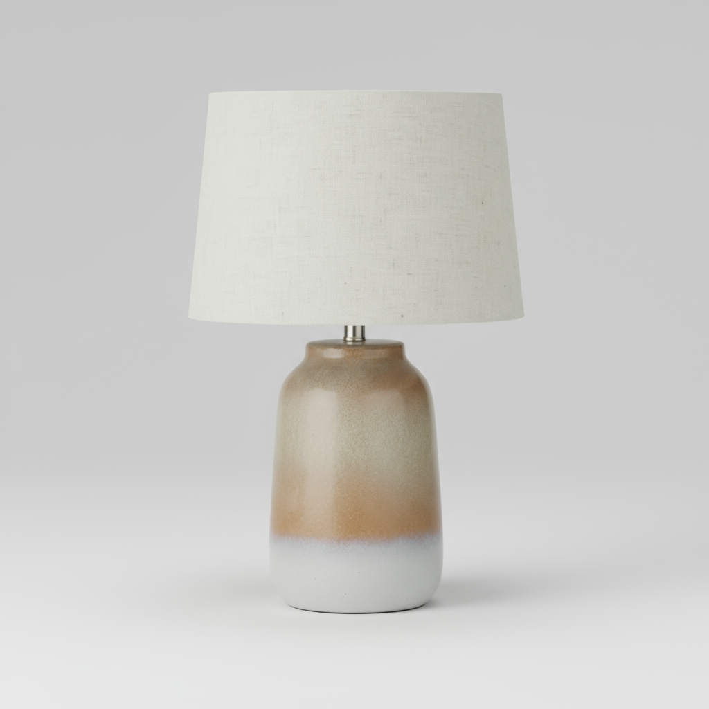 Table lamp with a ceramic base and white shade 