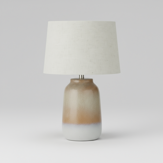 Table lamp with a ceramic base and white shade 