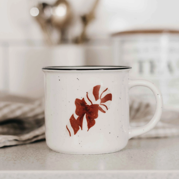 Ceramic candy cane christmas mug