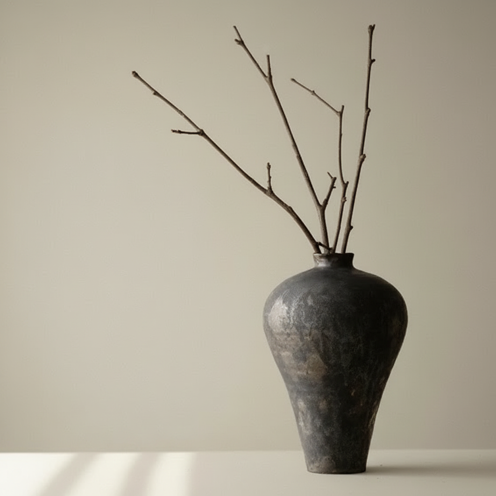 Black ceramic vase
