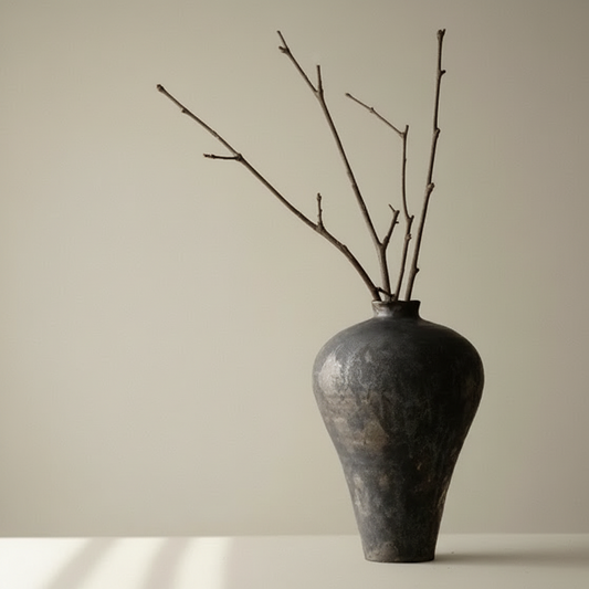 Black ceramic vase