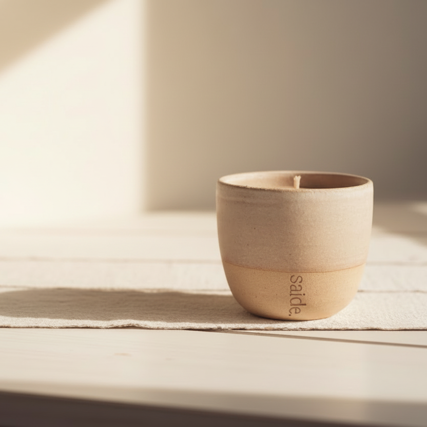 Ceramic candle in a pot 