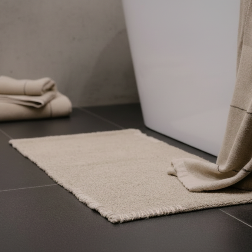 Beige bath mat 