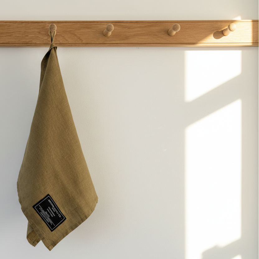 Olive tea towel