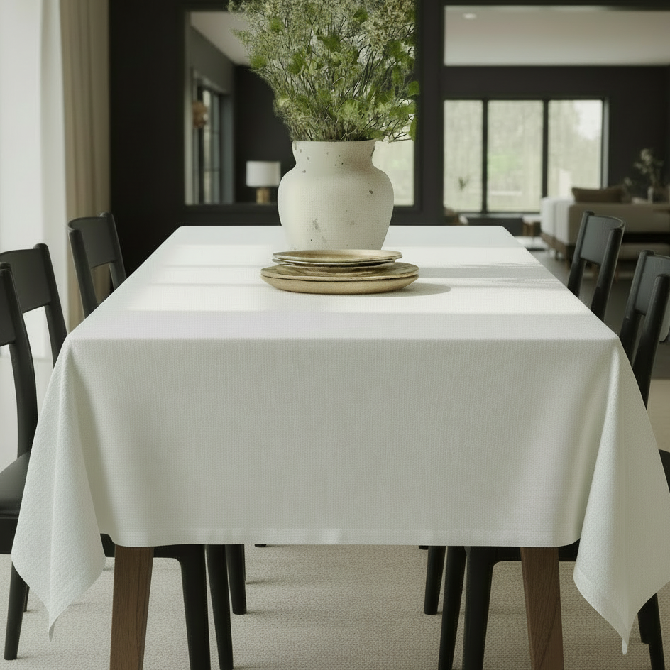 white tablecloth