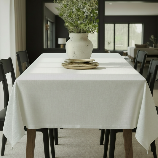 white tablecloth