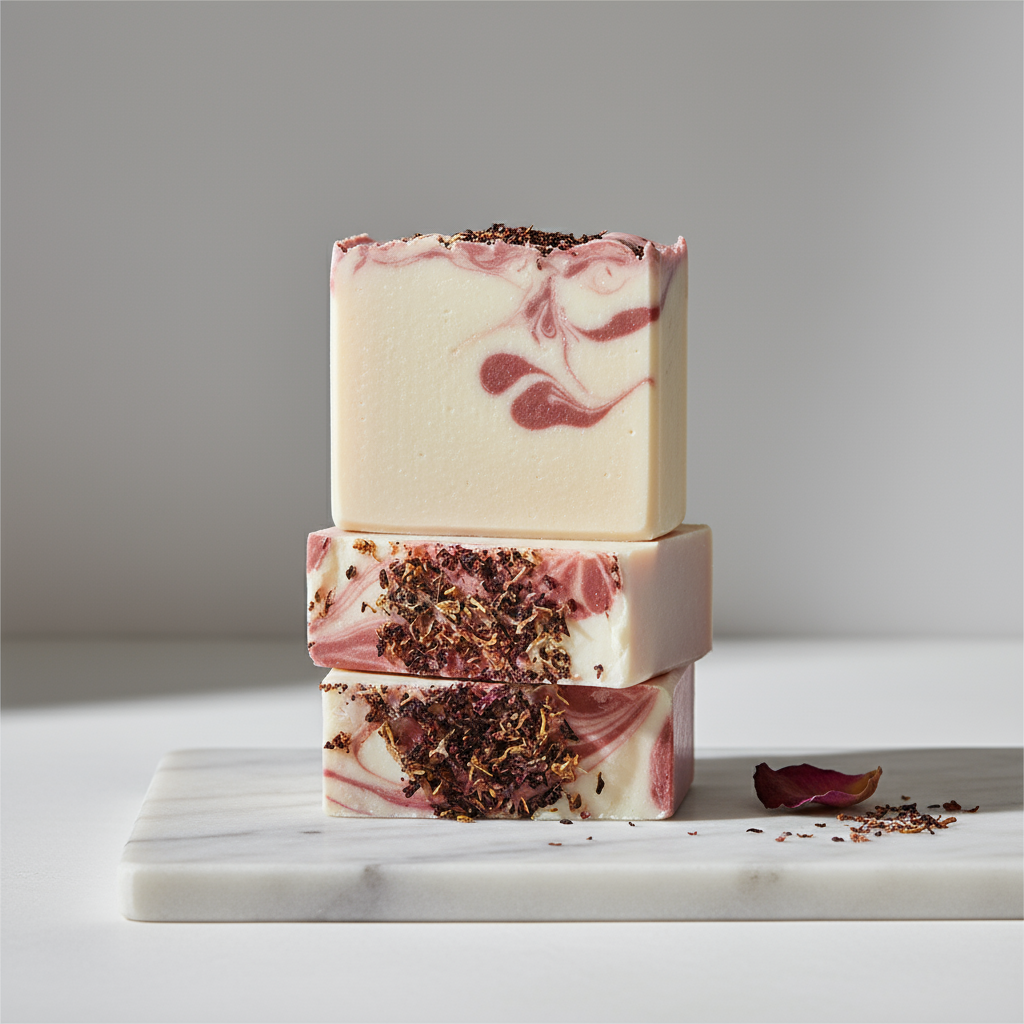 Handmade soap with a natural pattern 