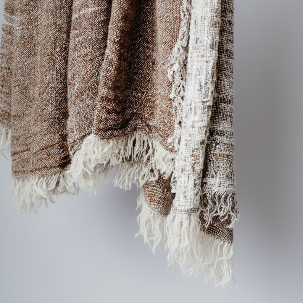 Textured brown throw rug