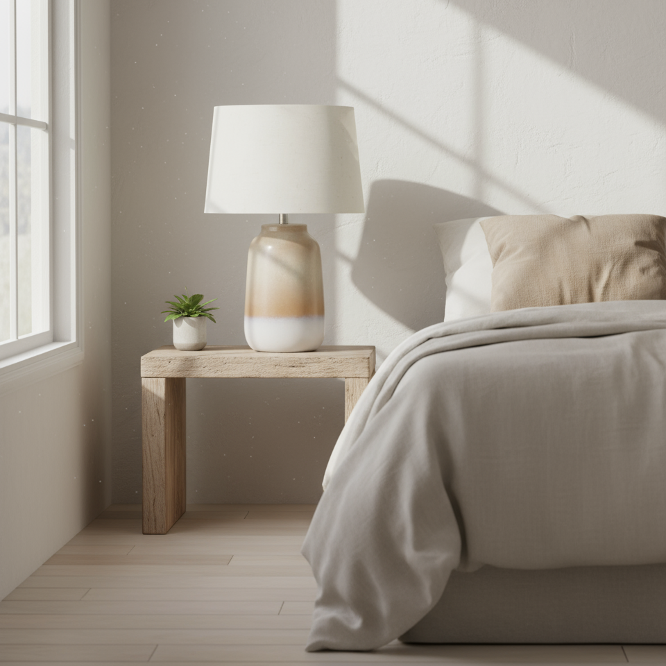 Ceramic Lamp with white lamp shade