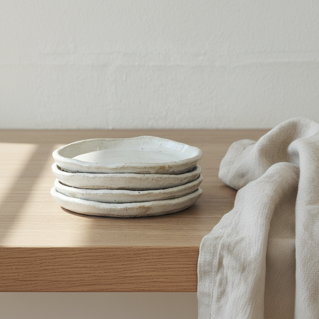 Stack of white ceramic plates