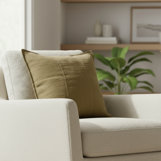 Olive linen cushion