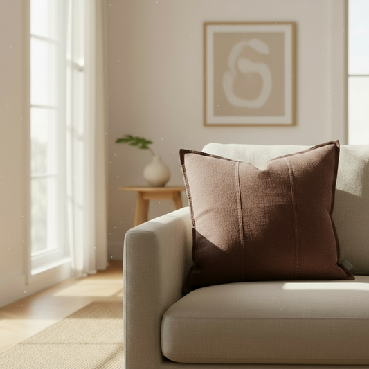 Chocolate linen cushion