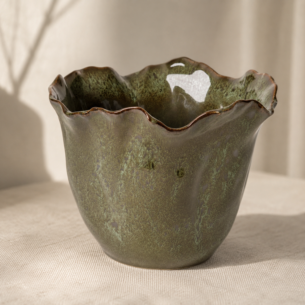 Green ceramic vase
